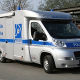 A mobile home converted into a mobile police station for the Warendorf district police authority